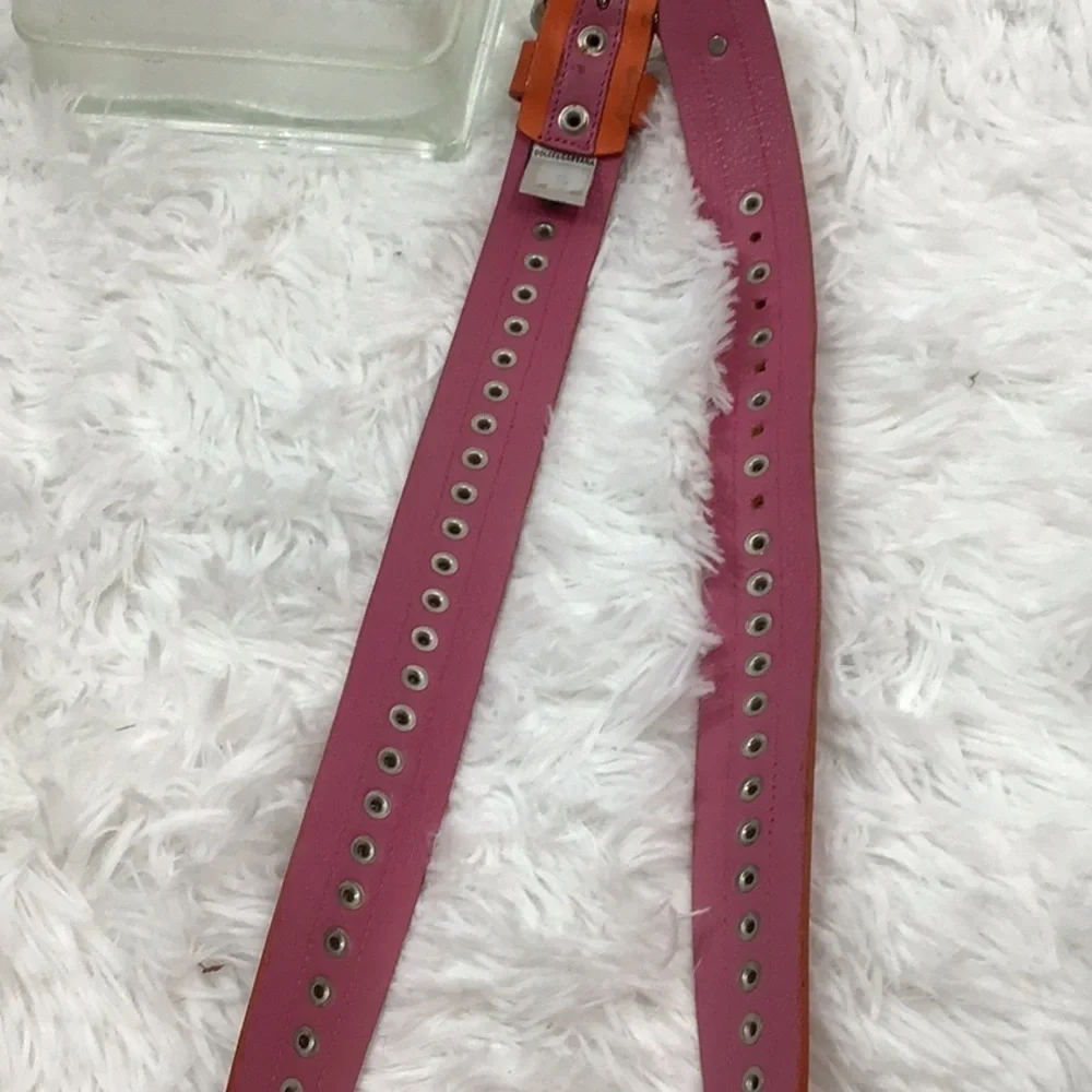 Dolce & Gabbana orange/pink leather silver stud belt